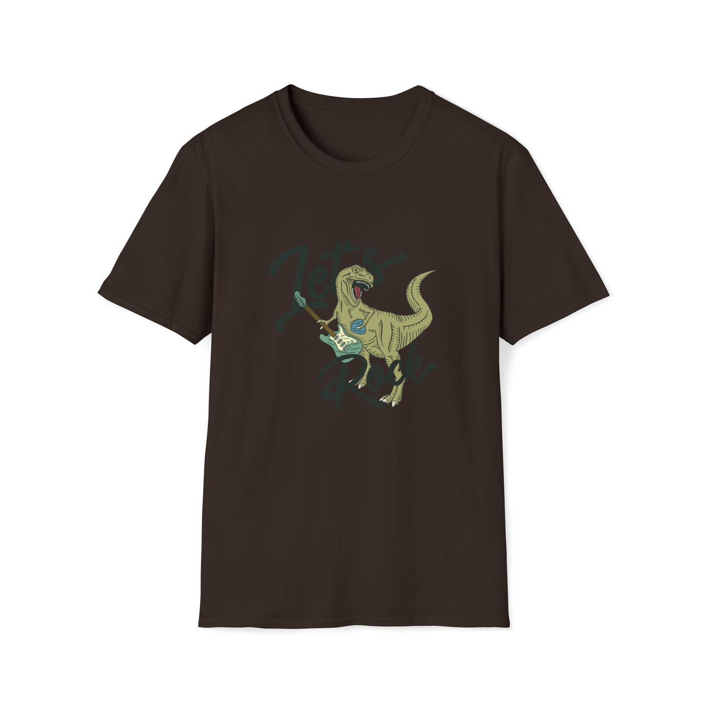 Lets Rock Dino Rockstar |Beach Lifestyle Shirts | Summer Vibe Apparel Dark Chocolate