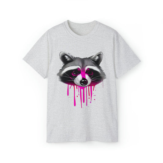 Raccoon Shirt,  Graffiti Print Shirt, Unisex Ultra Cotton Tee, Pink Raccoon - SaviTraviDesigns