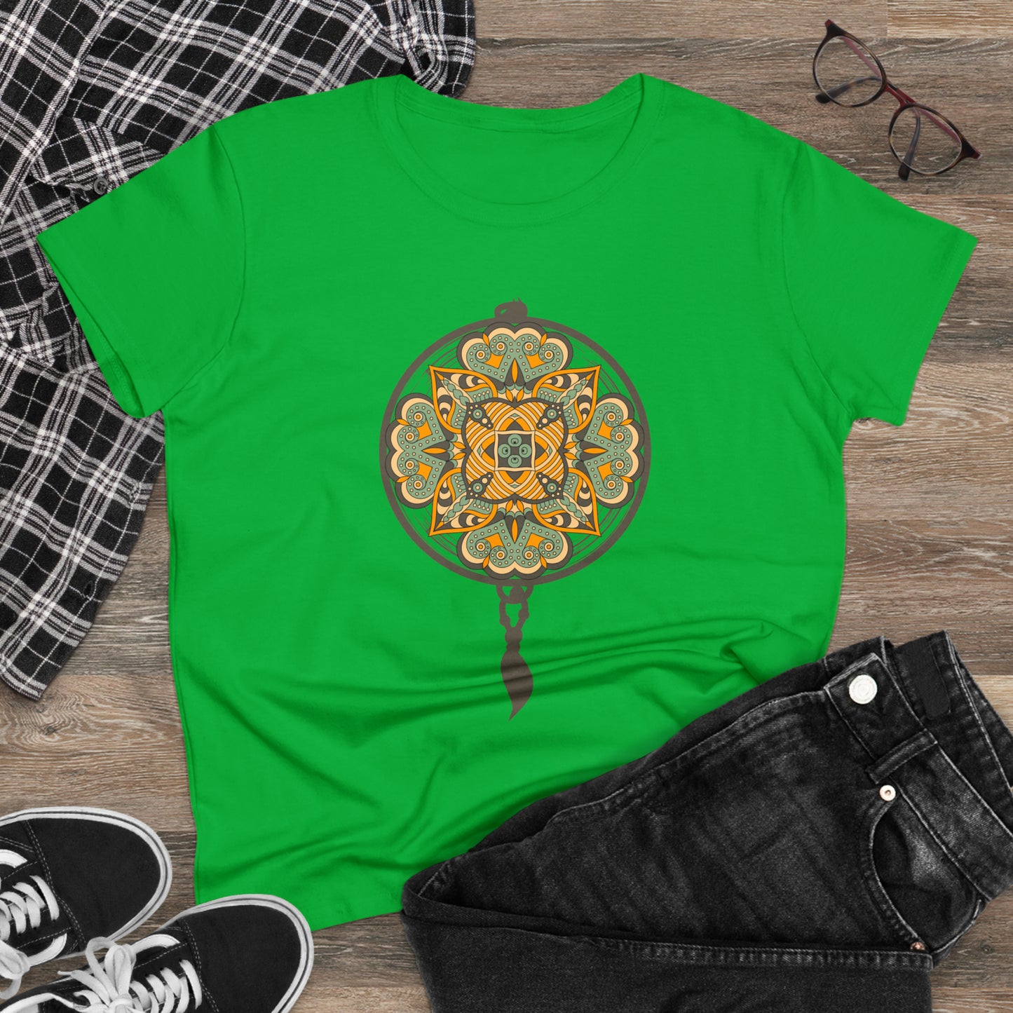 Meditation T-Shirts, Yoga Graphic Tees, Mindfulness Apparel, Zen T-Shirts, Spiritual Shirts, Chakra Tees, Womens T-Shirt Irish Green