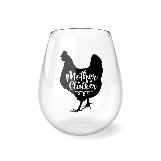 Mother Chicken, Mom Wine Glass, Wine Lover stemless, Unique stemless wine glass, Trendy wine glass, Wine glass gift - SaviTraviDesigns