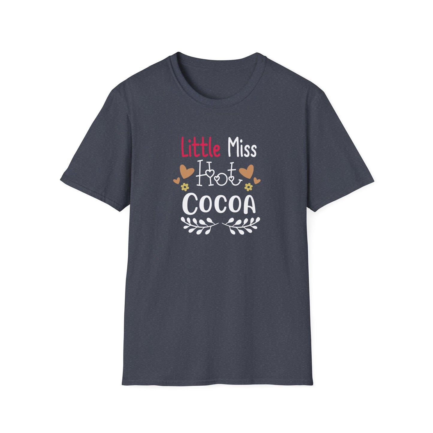 Little Miss Hot Cocoa Novelty Graphic Shirt Heather Navy