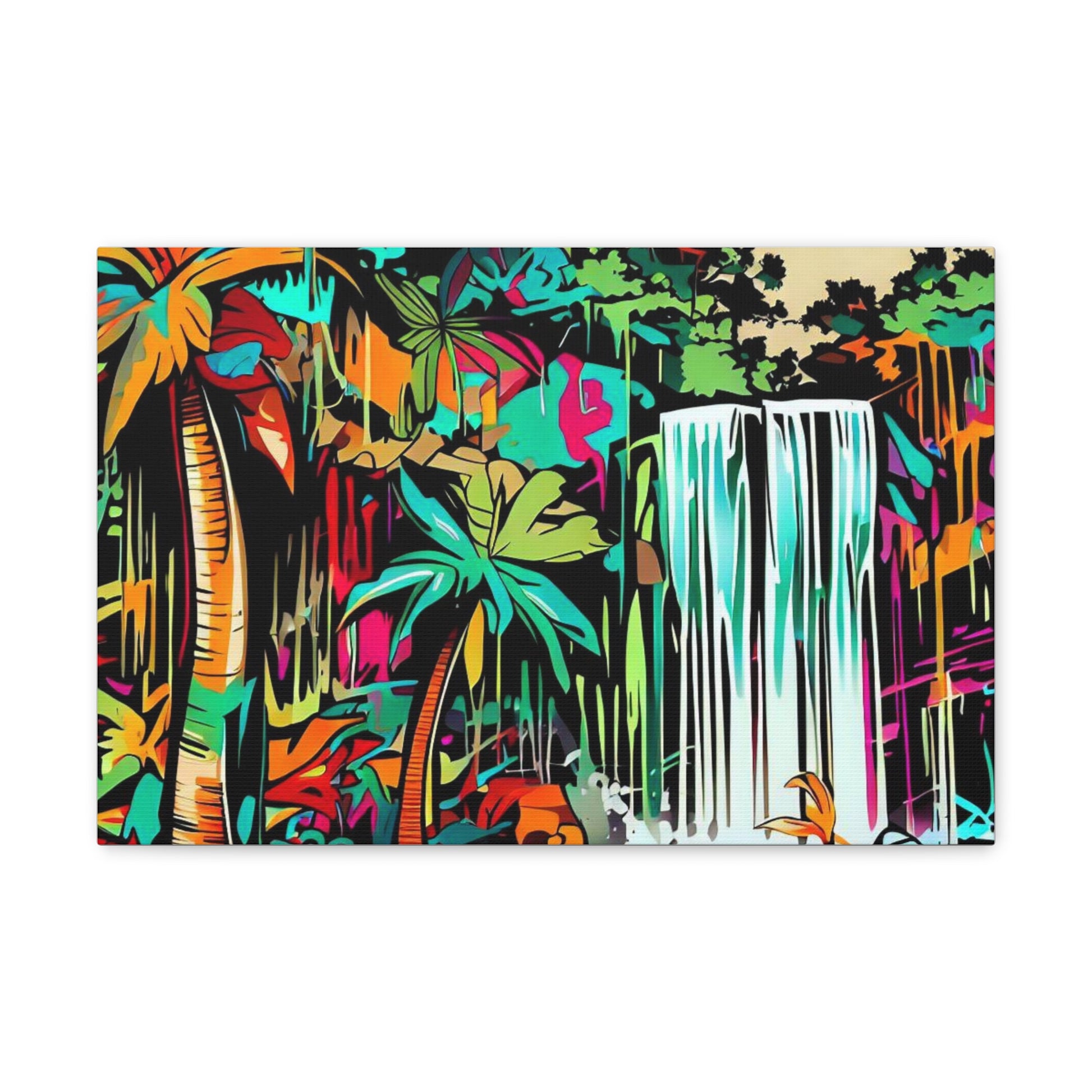 Jungle Waterfall, Rainforest Waterfall, Graffiti-inspired home decor, Modern street art prints, Graffiti wall art, Street art canvas art, Graffiti artist prints - SaviTraviDesigns