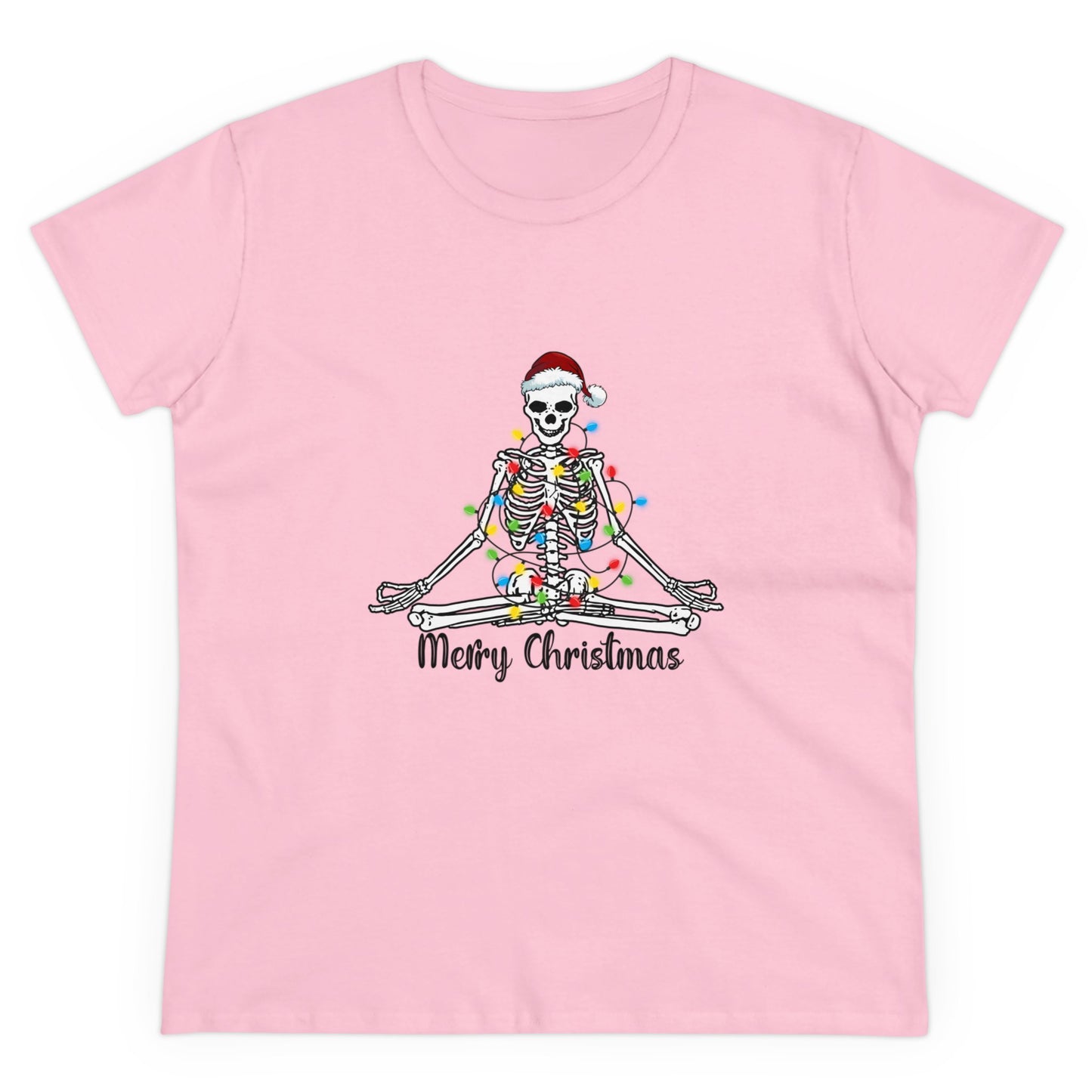 Skeleton Christmas, Christmas Graphic Shirts, Festive Holiday T-Shirts, Ugly Christmas Sweater Tees, Funny Christmas Shirt Designs, Cute Xmas Graphic Tees Light Pink