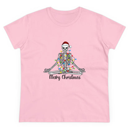 Skeleton Christmas, Christmas Graphic Shirts, Festive Holiday T-Shirts, Ugly Christmas Sweater Tees, Funny Christmas Shirt Designs, Cute Xmas Graphic Tees Light Pink