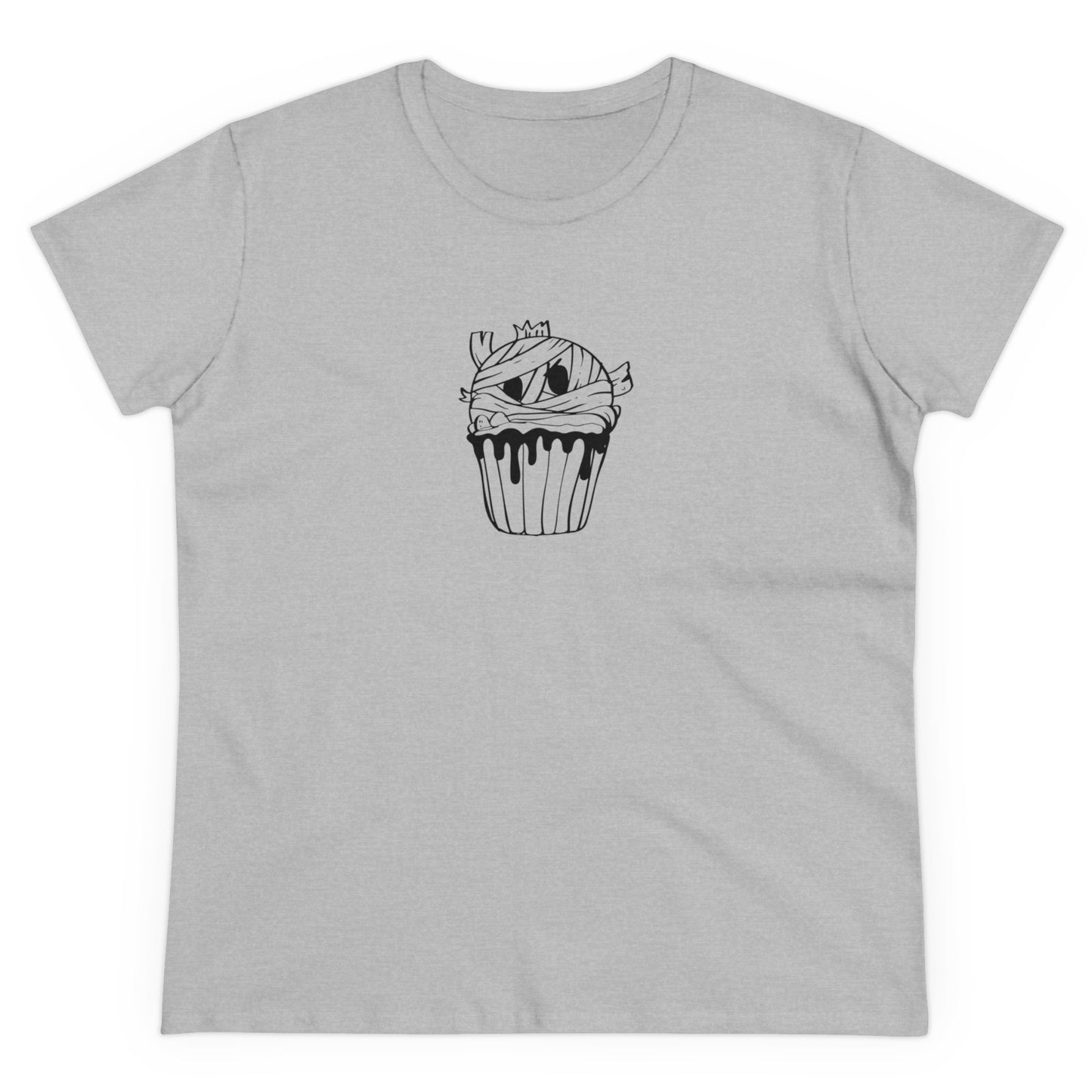 Mummy Cupcake, Halloween Cupcake Designs, Halloween Graphic Shirts, Spooky Halloween Shirts, Cute Halloween Graphic Tees Sport Grey