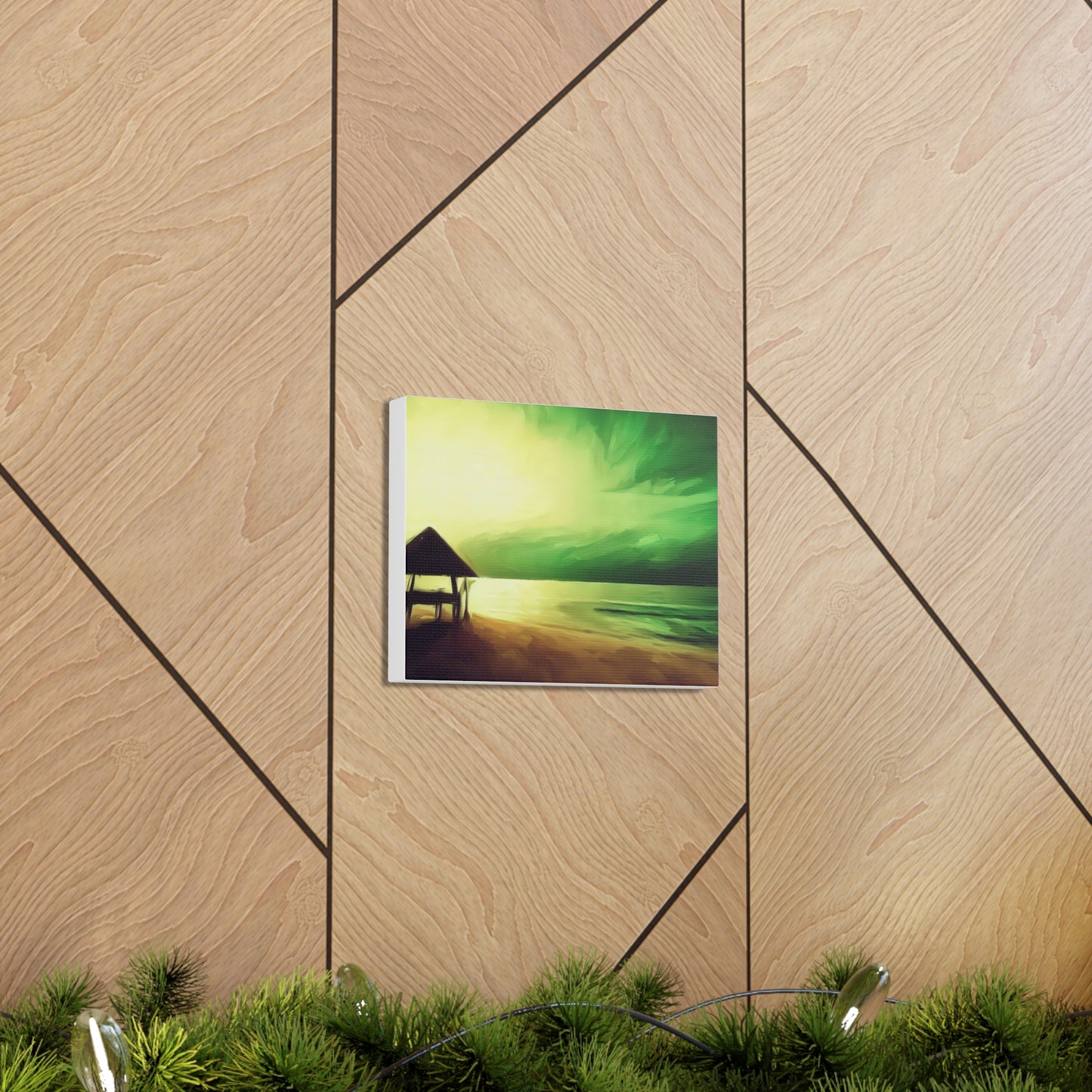 Green Sunset, Beach art, ocean art, beach wall art, Canvas Gallery Wraps