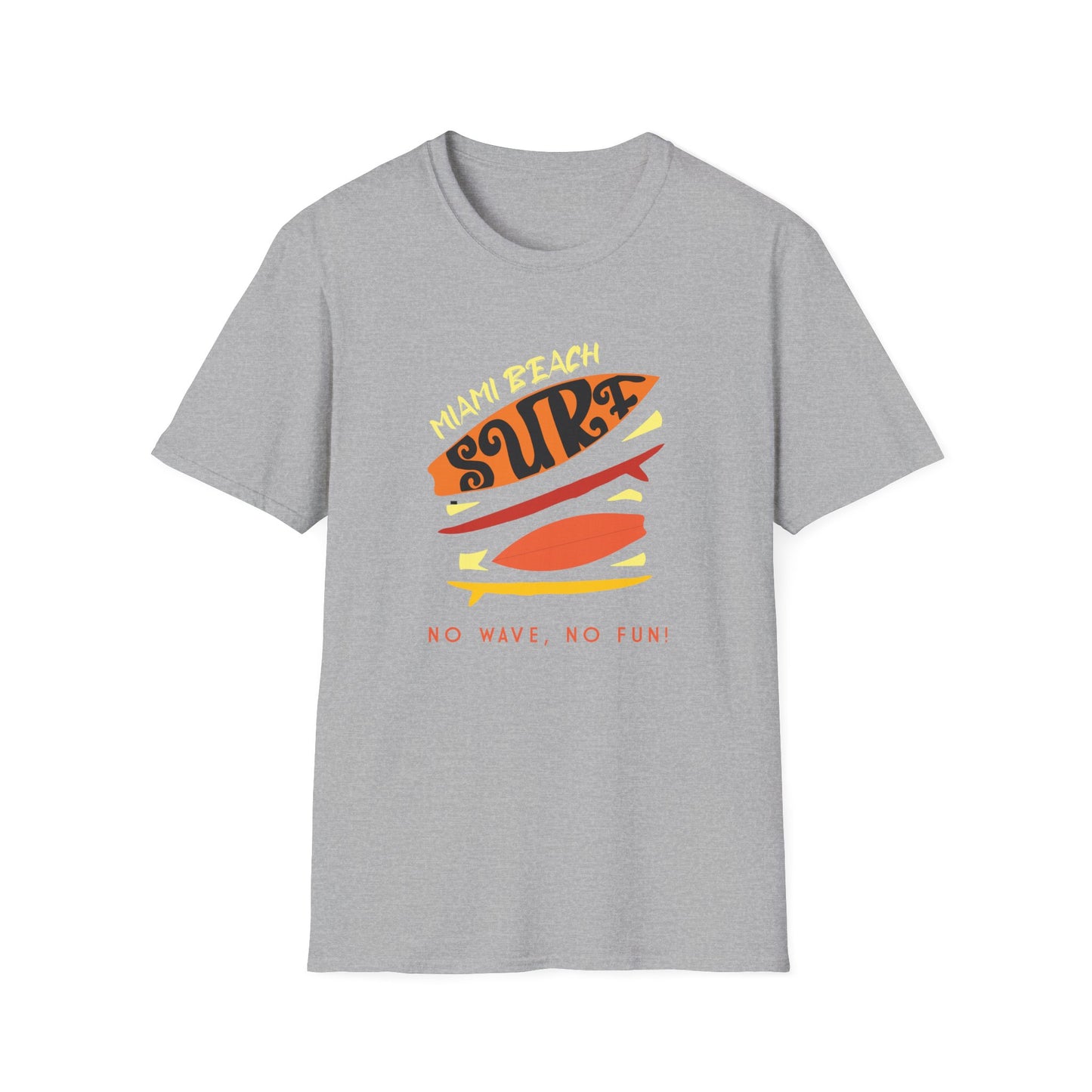 Miami Beach Surf Beachwear Graphic T Shirt Sport Grey