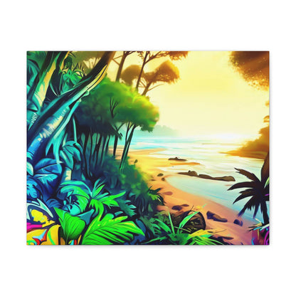 Jungle Riverbed, Jungle Sunset, Graffiti art prints, Street art canvas, Urban art decor, Graffiti-style wall art, Graffiti canvas prints, Street art posters - SaviTraviDesigns