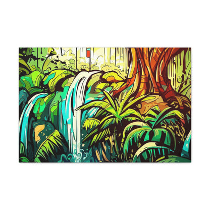 Rainforest Waterfall, Jungle Waterfall, Graffiti-inspired home decor, Modern street art prints, Graffiti wall art, Street art canvas art, Graffiti artist prints - SaviTraviDesigns