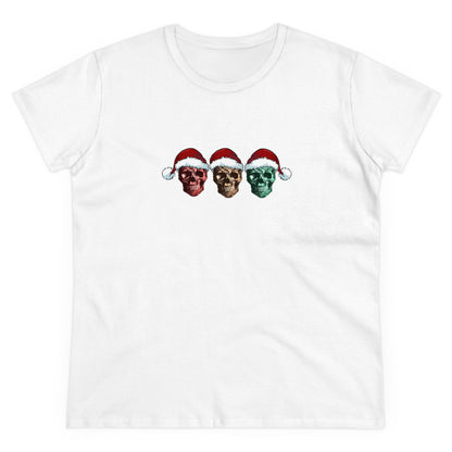 Skeleton Santa, Skeleton Christmas, Christmas Graphic Shirts, Festive Holiday T-Shirts, Ugly Christmas Sweater Tees, Funny Christmas Shirt Designs, Cute Xmas Graphic Tees White