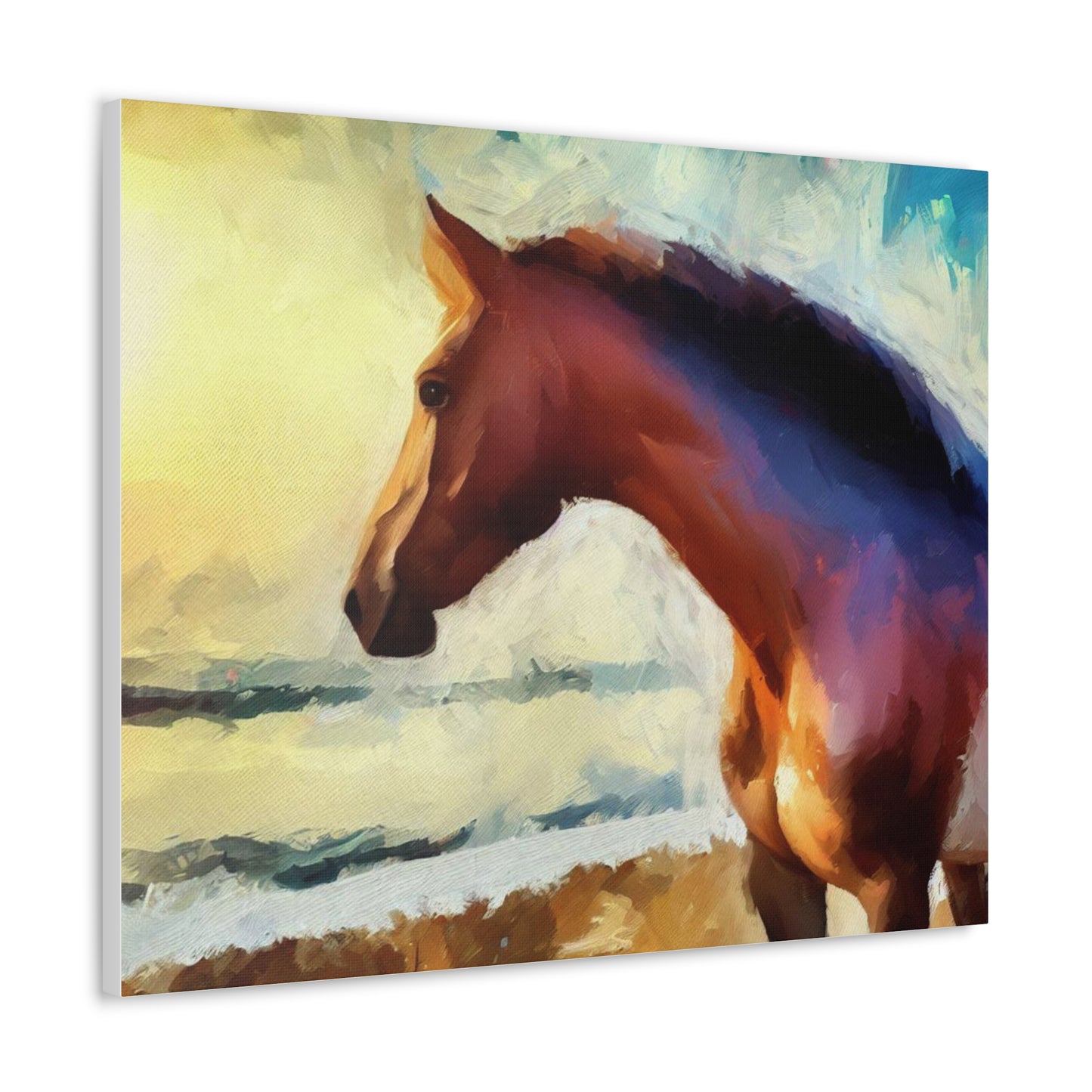 Horse wall art, beach art, ocean art, Canvas Gallery Wraps, Horse Beach, Sunset Beach - SaviTraviDesigns