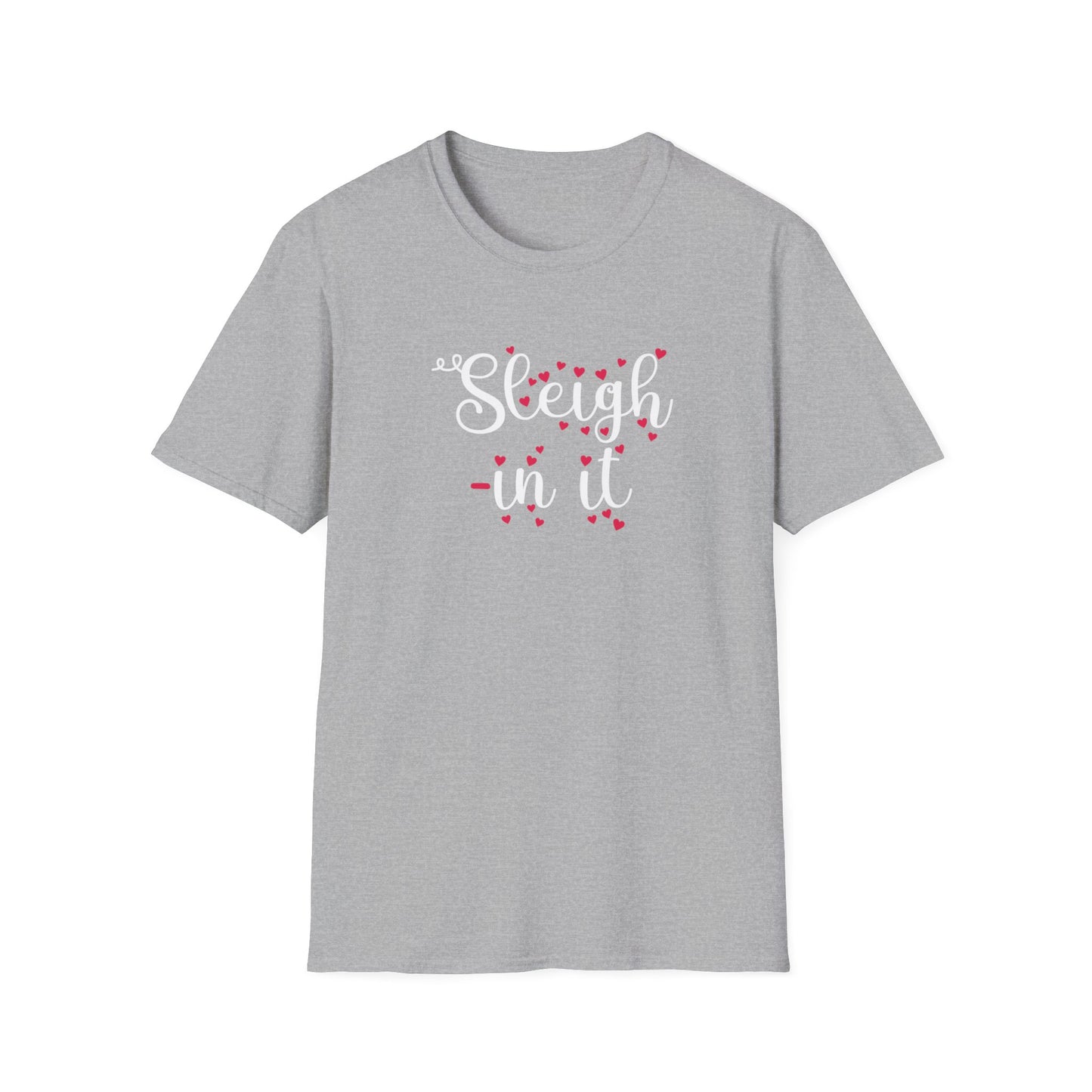 Sleigh In It Christmas Graphic T Shirt Sport Grey