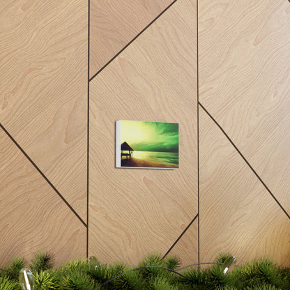 Green Sunset, Beach art, ocean art, beach wall art, Canvas Gallery Wraps