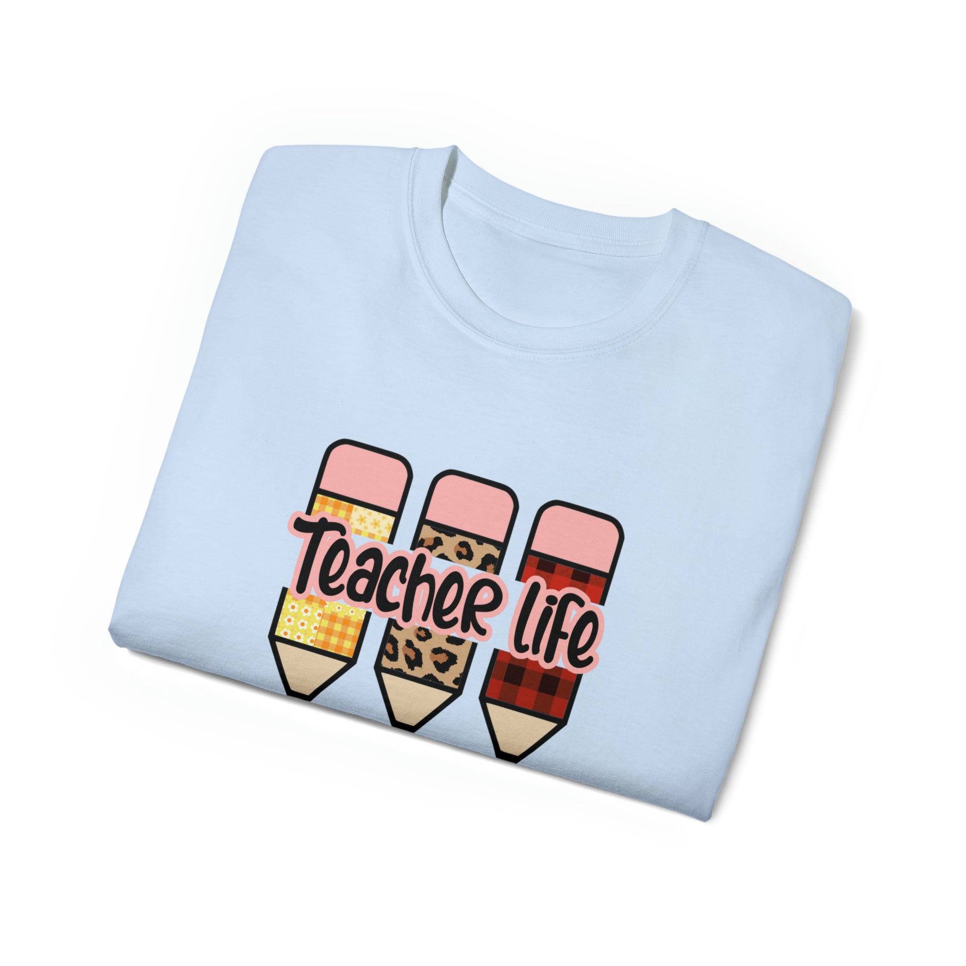 Teacher Life, Teacher Pencil, Teacher Graphic Design Shirts, Educator T-Shirt Designs, Classroom Theme Shirts, Inspirational Teacher Tees, Teacher Appreciation Shirts - SaviTraviDesigns