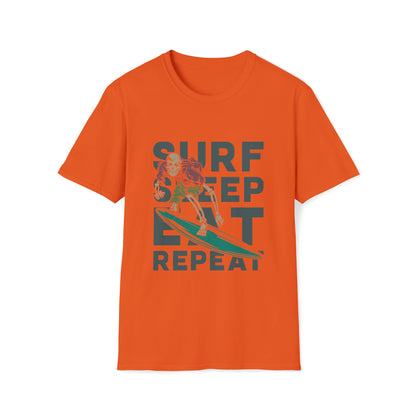 Surf Sleep Eat Repeat, Beachwear Graphics, Tropical T-Shirt Designs, Ocean-Inspired Shirts, Surfing Graphics, Sun and Sand Apparel, Summer Wardrobe Essentials - SaviTraviDesigns