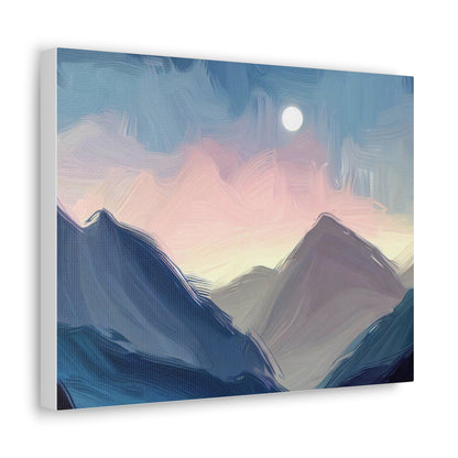 Mountain Wall Art, Moon Wall Art, Canvas Gallery Wraps, Moon Over Mountains