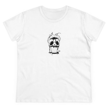 Skull Cupcake, Halloween Cupcake Designs, Halloween Graphic Shirts, Spooky Halloween Shirts, Cute Halloween Graphic Tees White