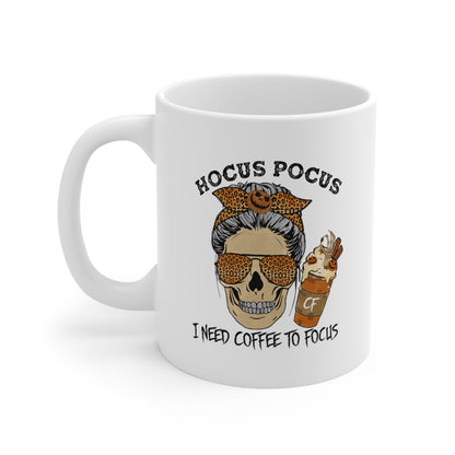 Hocus Pocus, I Need Coffee To Focus, Halloween Mug, Personalized Mug Designs, Creative Coffee Cups, Unique Mug Artwork, Printed Coffee Mugs, Artist-Designed Mugs 11oz