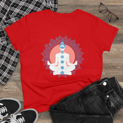 Meditation T-Shirts, Yoga Graphic Tees, Mindfulness Apparel, Zen T-Shirts, Spiritual Shirts, Chakra Tees, Womens T-Shirt Red