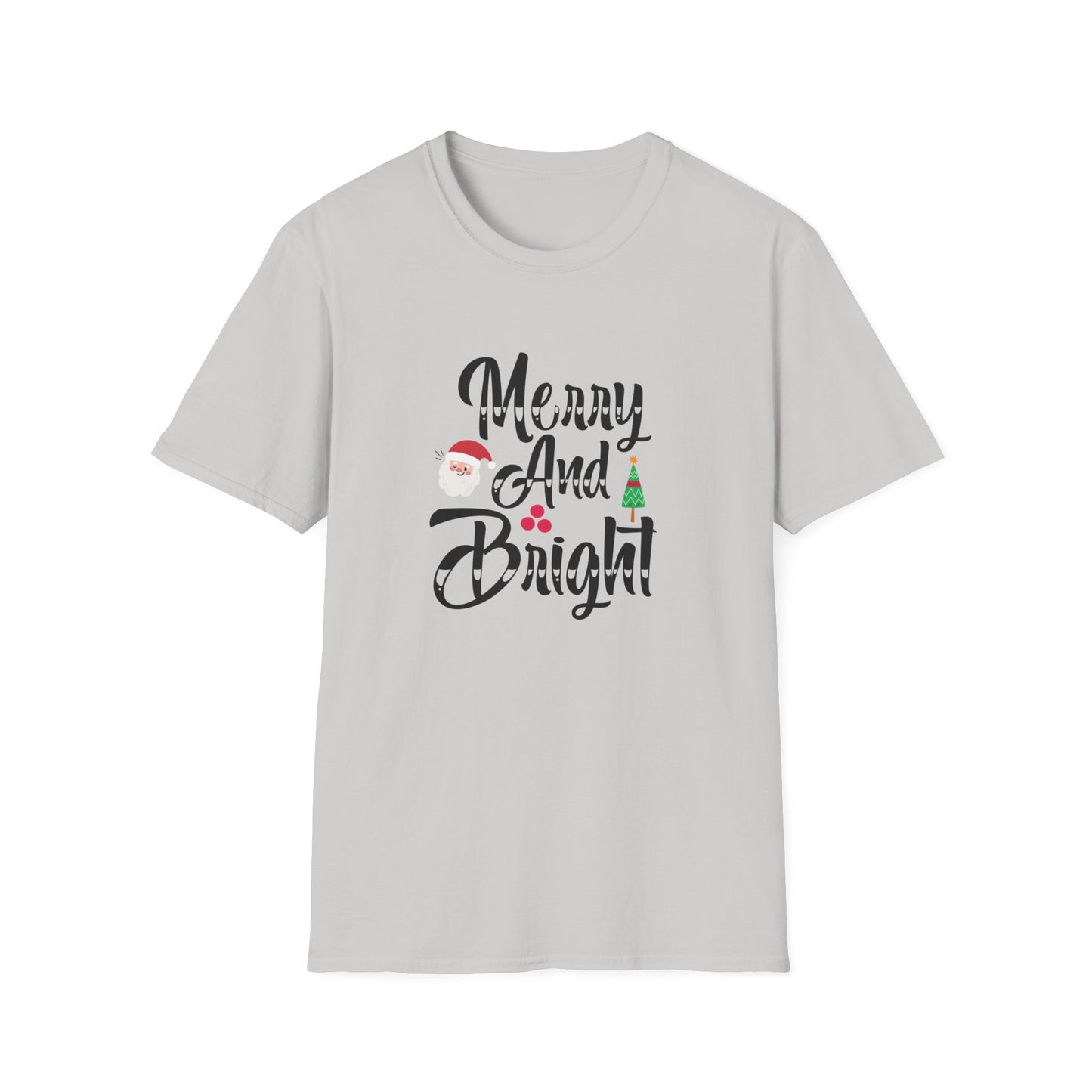 Merry And Bright Christmas Graphic Shirt Ice Grey