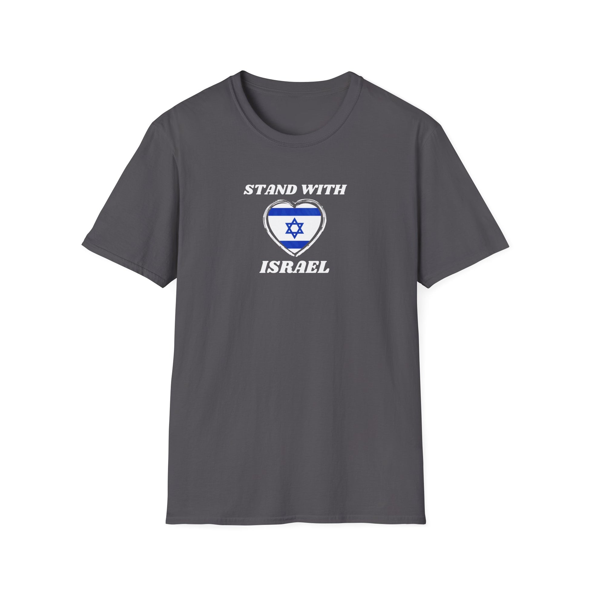 Stand with Israel Flag T-Shirt Charcoal