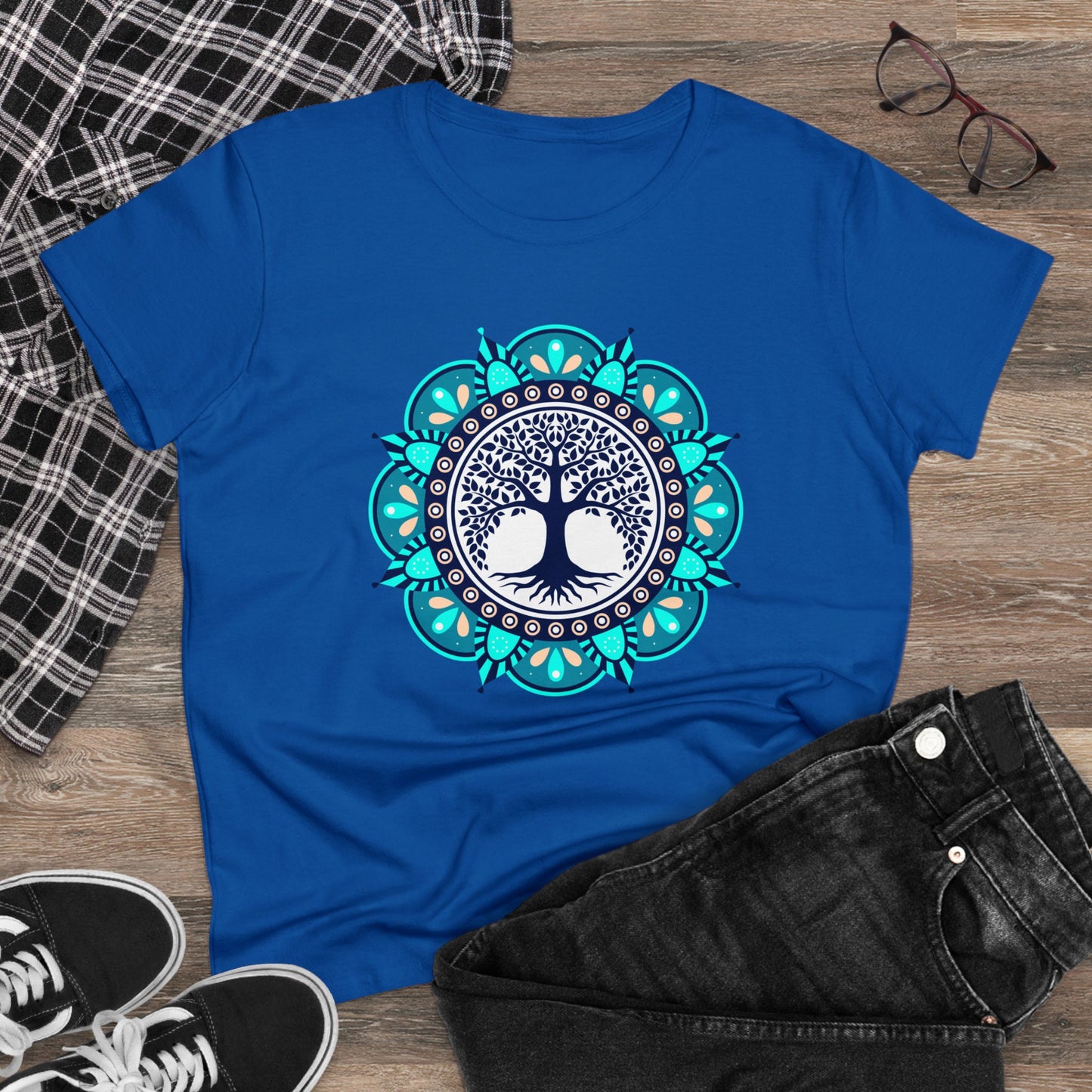 Meditation T-Shirts, Yoga Graphic Tees, Mindfulness Apparel, Zen T-Shirts, Spiritual Shirts, Chakra Tees, Womens T-Shirt Royal