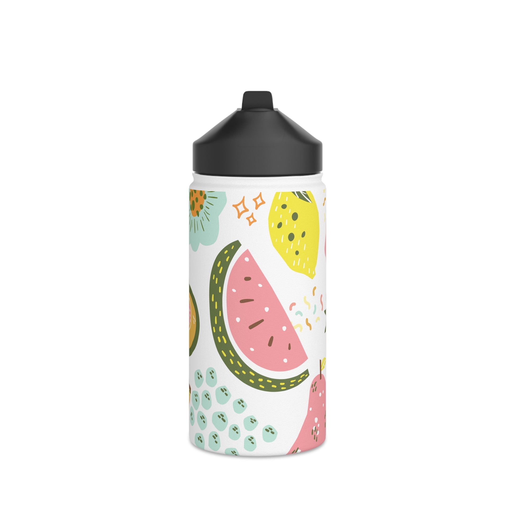 Fruit water bottle, design water bottle, Stainless Steel Water Bottle, Standard Lid - SaviTraviDesigns