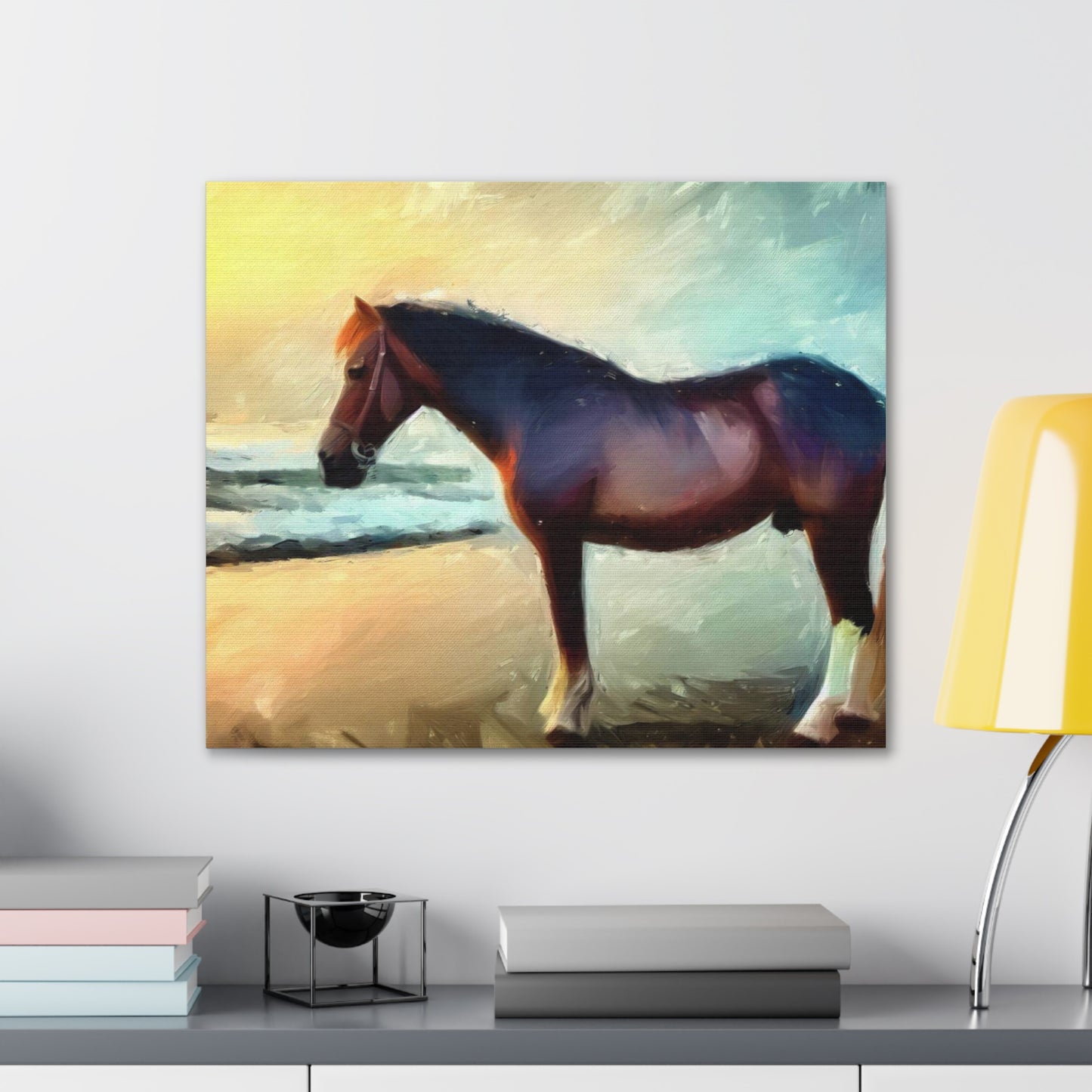 Horse wall art, Beach wall art, ocean art, Canvas Gallery Wraps, Horse Beach, Sunset Beach - SaviTraviDesigns