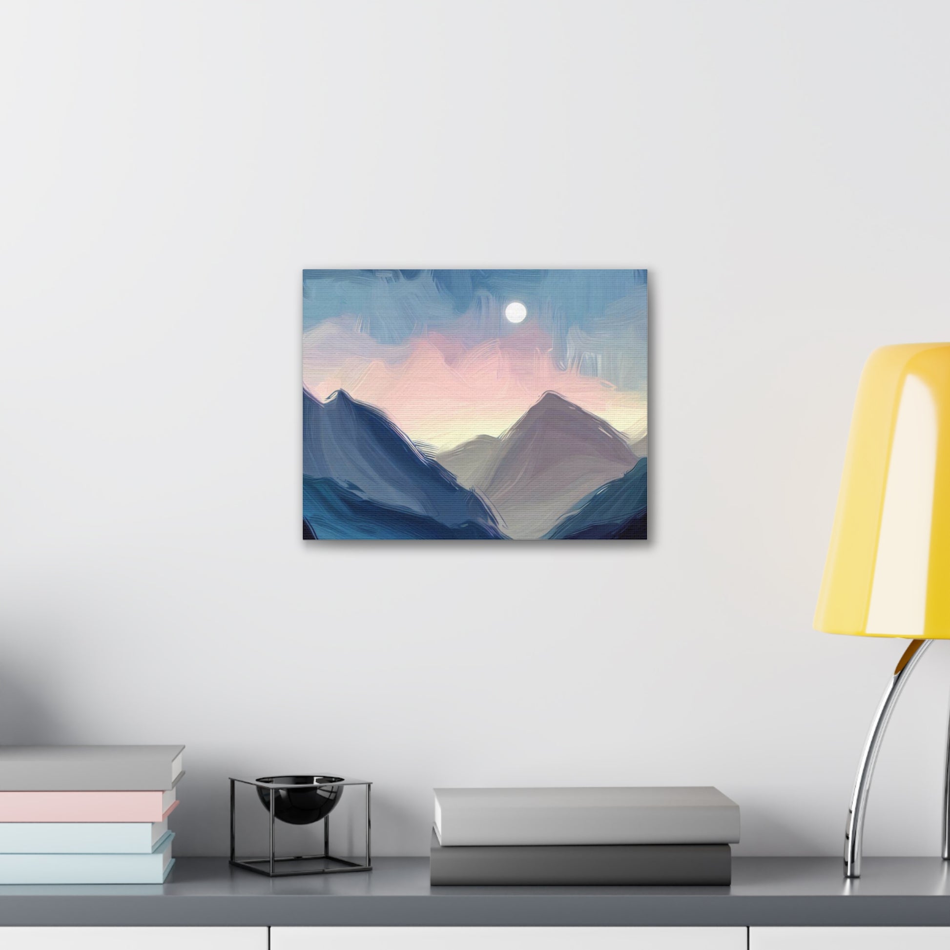 Mountain Wall Art, Moon Wall Art, Canvas Gallery Wraps, Moon Over Mountains