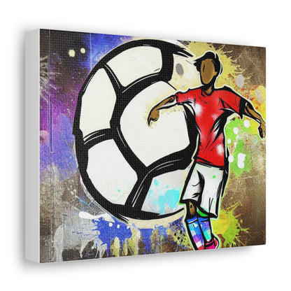 Soccer Player, Graffiti-inspired home decor, Modern street art prints, Graffiti wall art, Street art canvas art, Graffiti artist prints 10″ x 8″ Premium Gallery Wraps (1.25″)