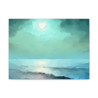 Moon wall art, Ocean wall art, ocean art, Canvas Gallery Wraps 16″ x 12″ Premium Gallery Wraps (1.25″)