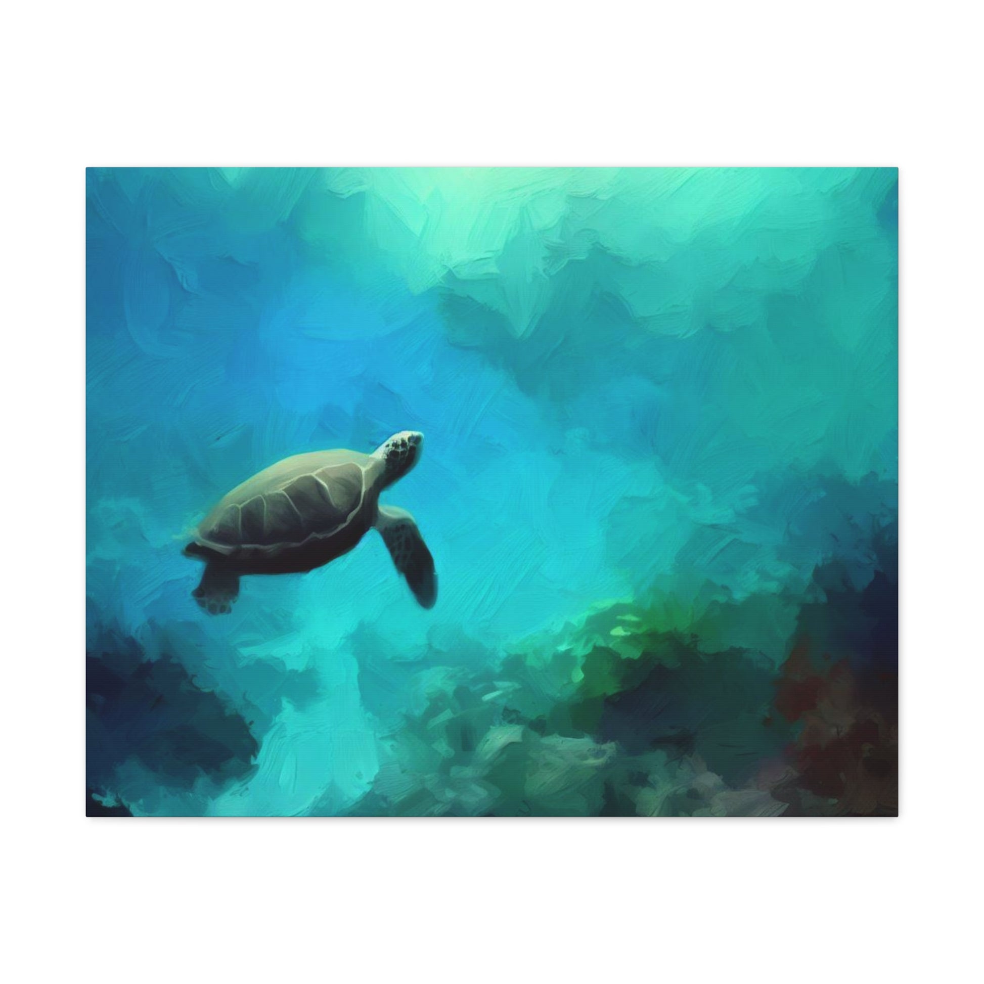 Sea Turtle wall art, ocean wall art, Canvas Gallery Wraps, Ocean Animal, Turtle Painting 30″ x 24″ Premium Gallery Wraps (1.25″)