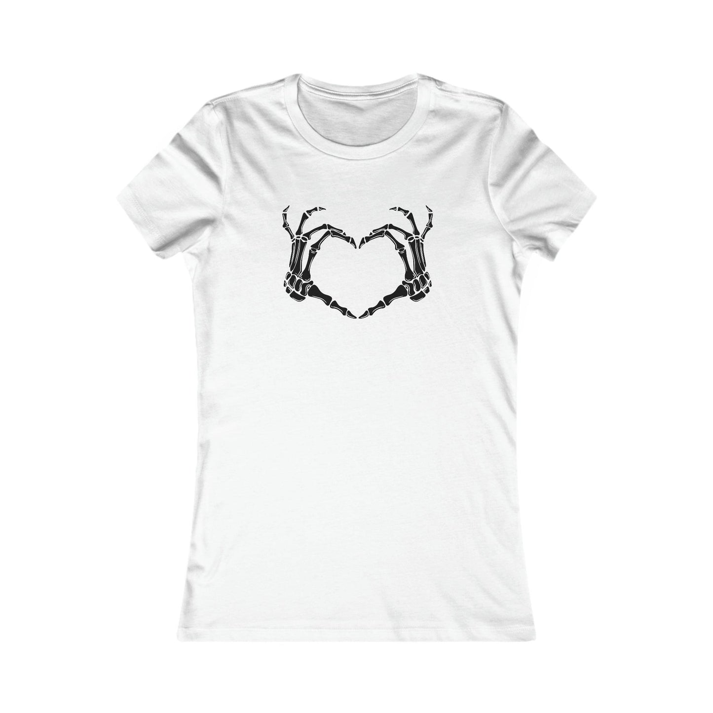 Spooky Heart, Graphic T-Shirt, Halloween Tshirt, Bones Heart, Women's Favorite Tee White