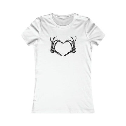 Spooky Heart, Graphic T-Shirt, Halloween Tshirt, Bones Heart, Women's Favorite Tee White