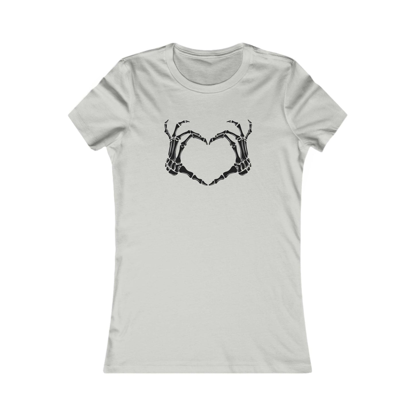 Spooky Heart, Graphic T-Shirt, Halloween Tshirt, Bones Heart, Women's Favorite Tee Silver