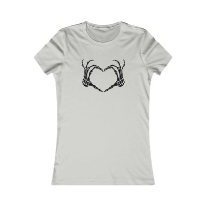 Spooky Heart, Graphic T-Shirt, Halloween Tshirt, Bones Heart, Women's Favorite Tee Silver