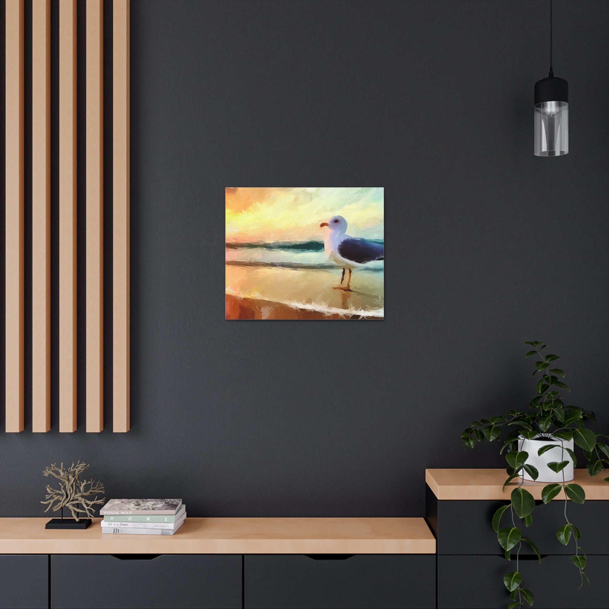 Seagull Beach, Beach wall art, Ocean wall art, Canvas Gallery Wraps