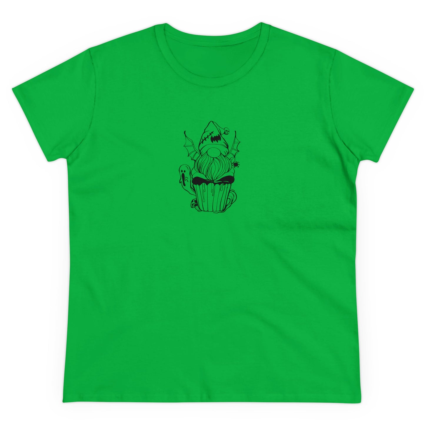 Spooky Elf Cupcake, Halloween Cupcake Designs, Halloween Graphic Shirts, Spooky Halloween Shirts, Cute Halloween Graphic Tees Irish Green