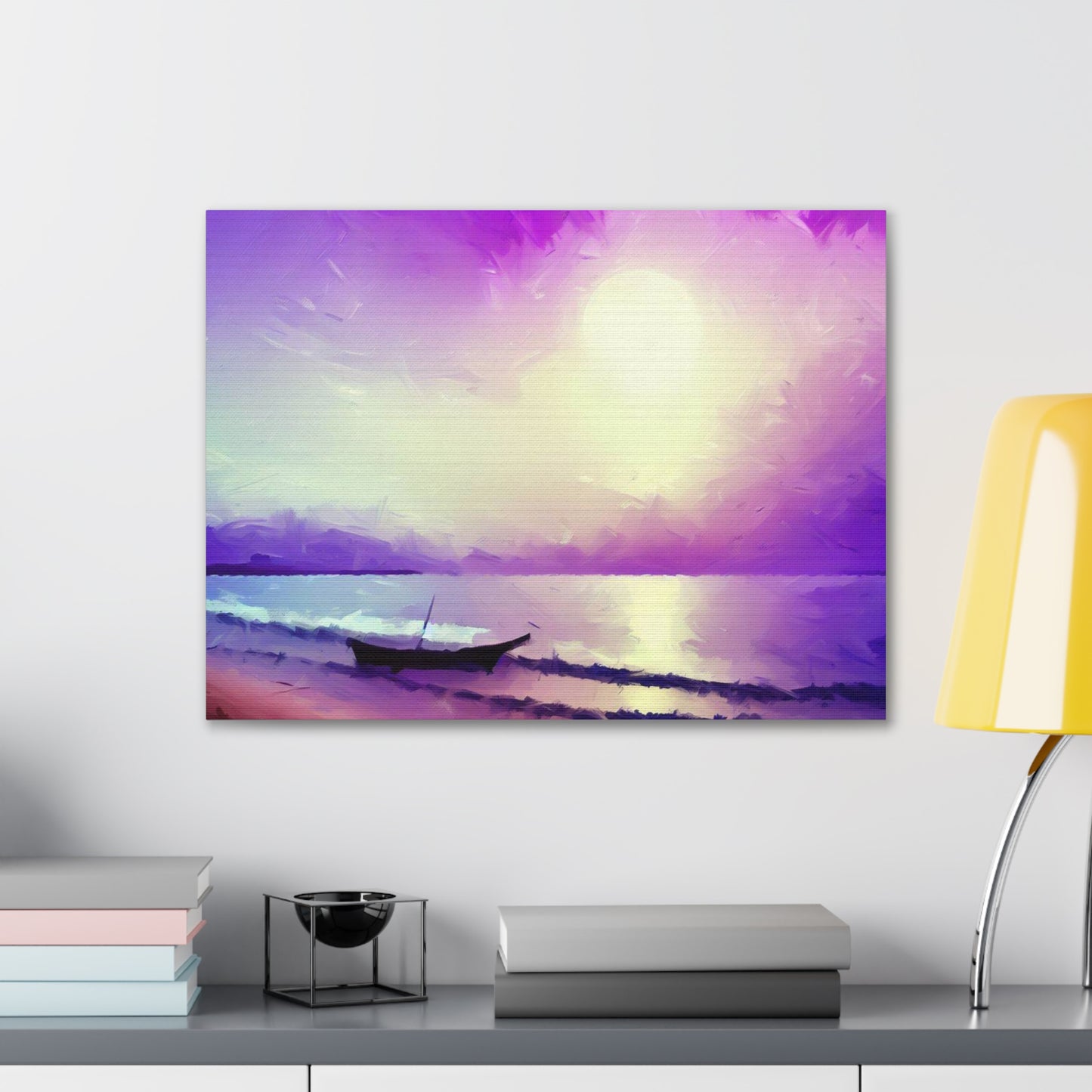 Sailboat Beach, Purple Sunset, Beach wall art, sunset wall art, beach art, Canvas Gallery Wraps