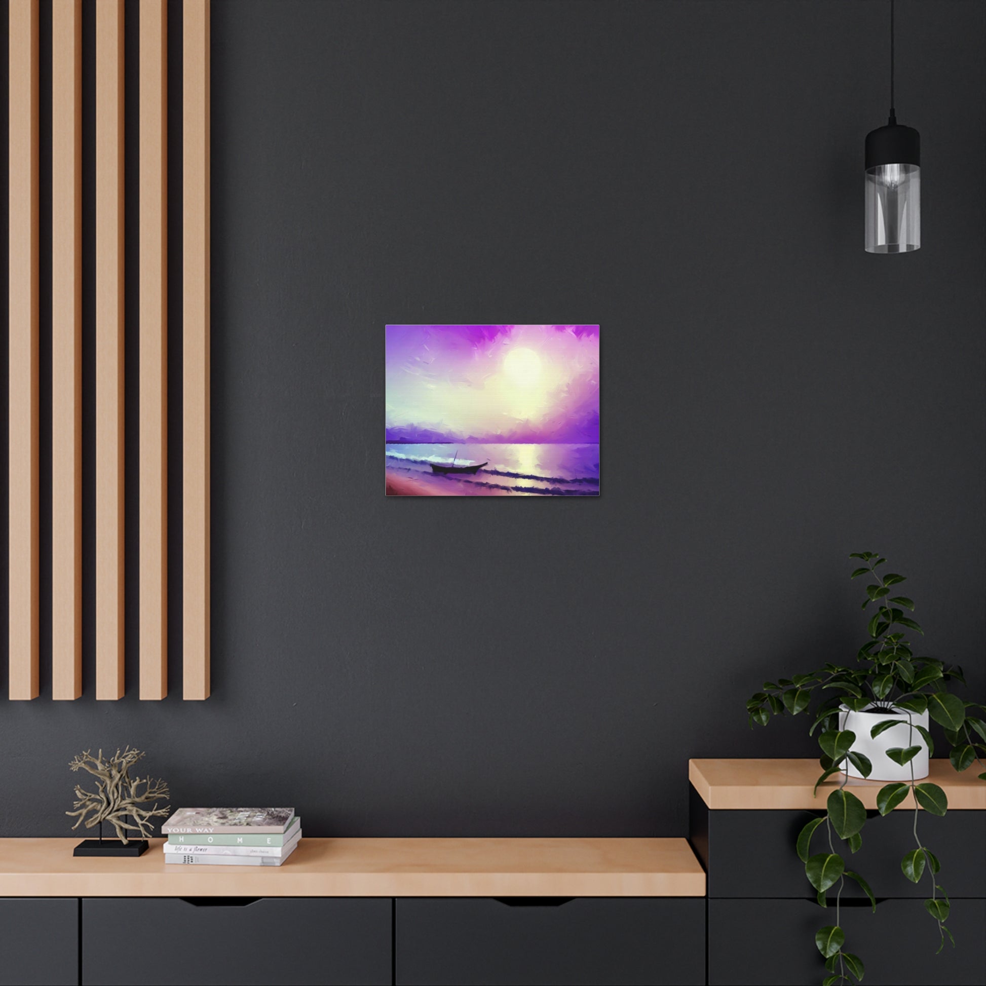 Sailboat Beach, Purple Sunset, Beach wall art, sunset wall art, beach art, Canvas Gallery Wraps