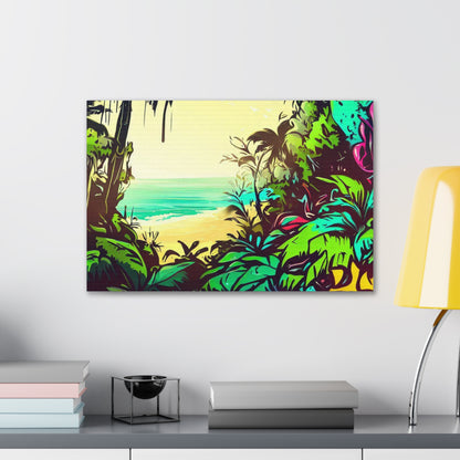 Jungle Beach, Rainforest Ocean, Graffiti-inspired home decor, Modern street art prints, Graffiti wall art, Street art canvas art, Graffiti artist prints - SaviTraviDesigns