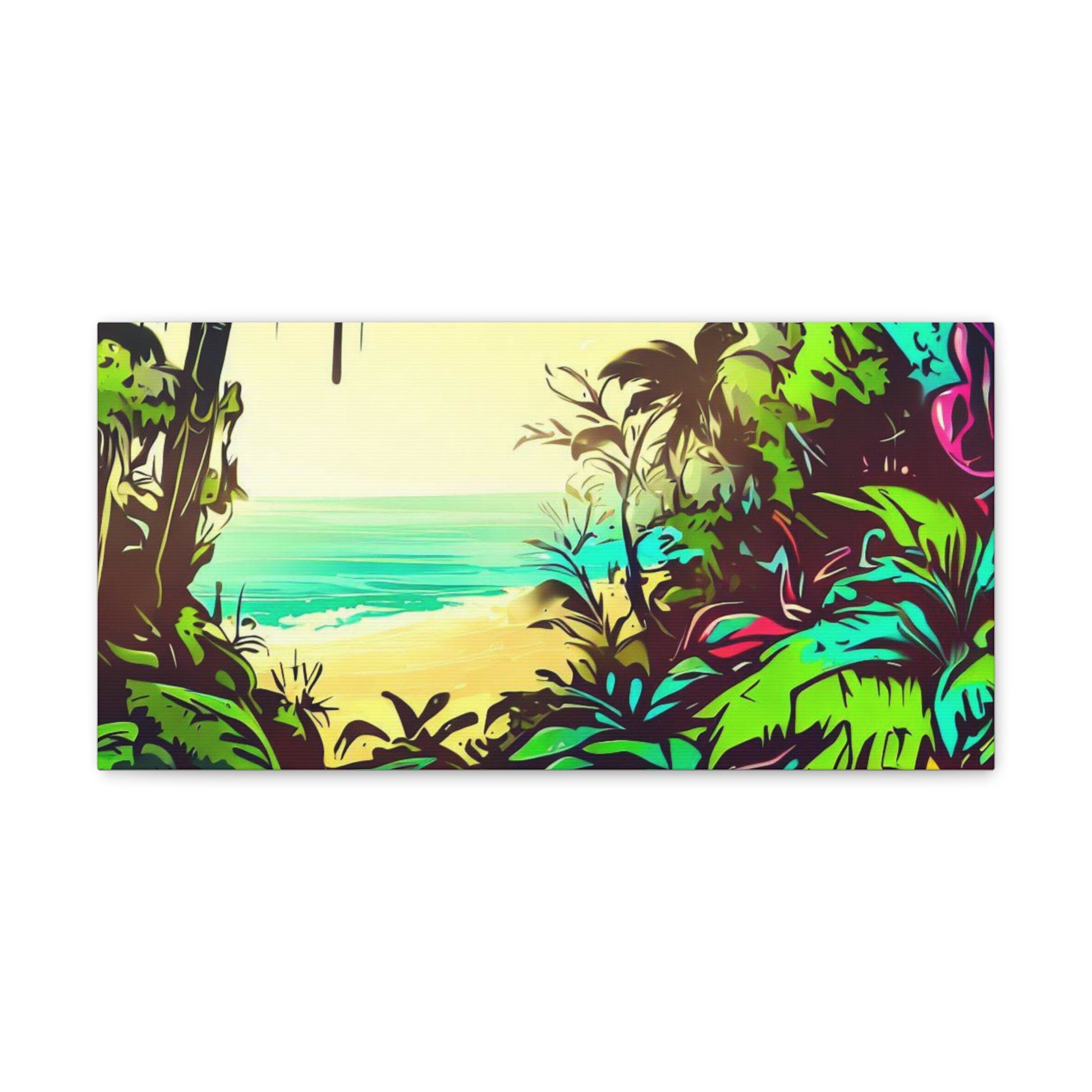 Jungle Beach, Rainforest Ocean, Graffiti-inspired home decor, Modern street art prints, Graffiti wall art, Street art canvas art, Graffiti artist prints - SaviTraviDesigns