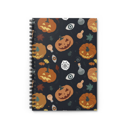 Spiral Notebook, Halloween Notebook, Ruled Line, Design Notebook Halloween, Pumpkin Notebook - SaviTraviDesigns