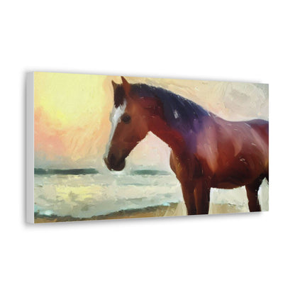 Horse wall art, beach wall art, ocean art, Canvas Gallery Wraps, Horse Beach, Sunset Beach - SaviTraviDesigns