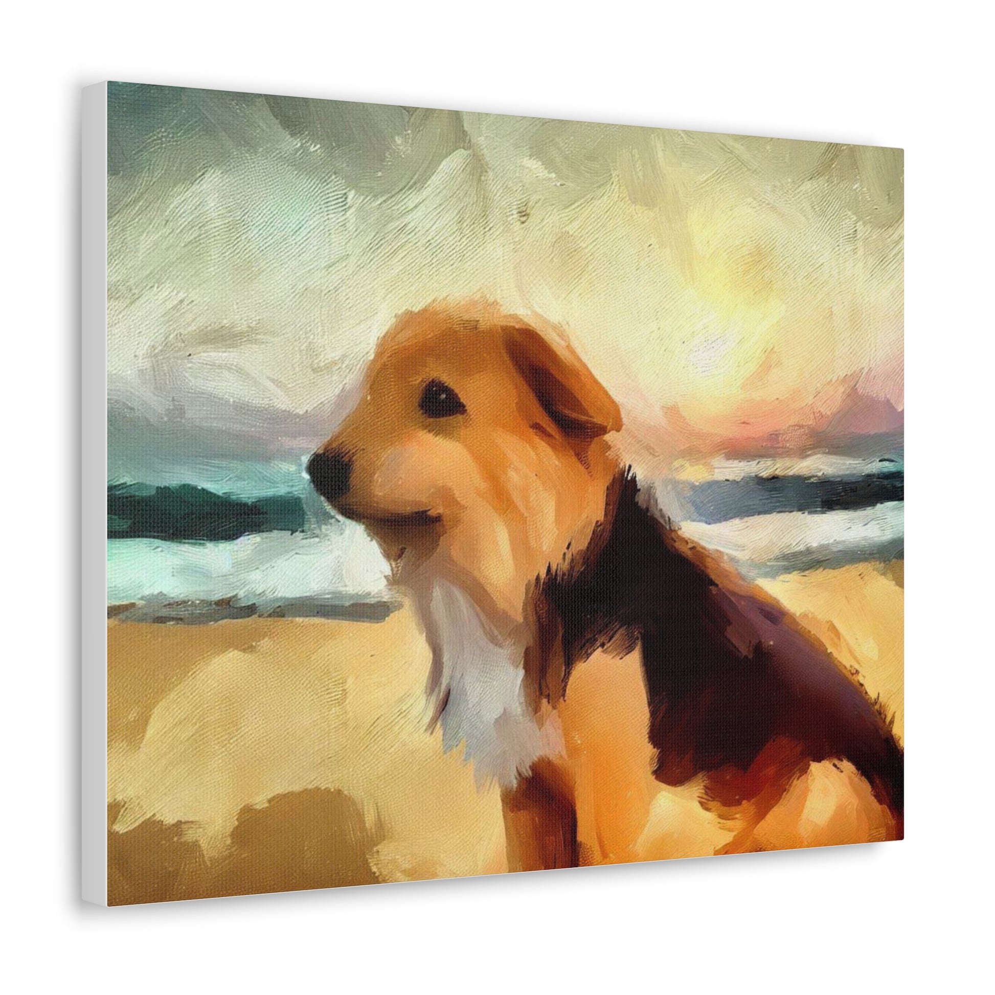 Dog wall art, ocean wall art, beach art, Canvas Gallery Wraps, Dog Beach - SaviTraviDesigns