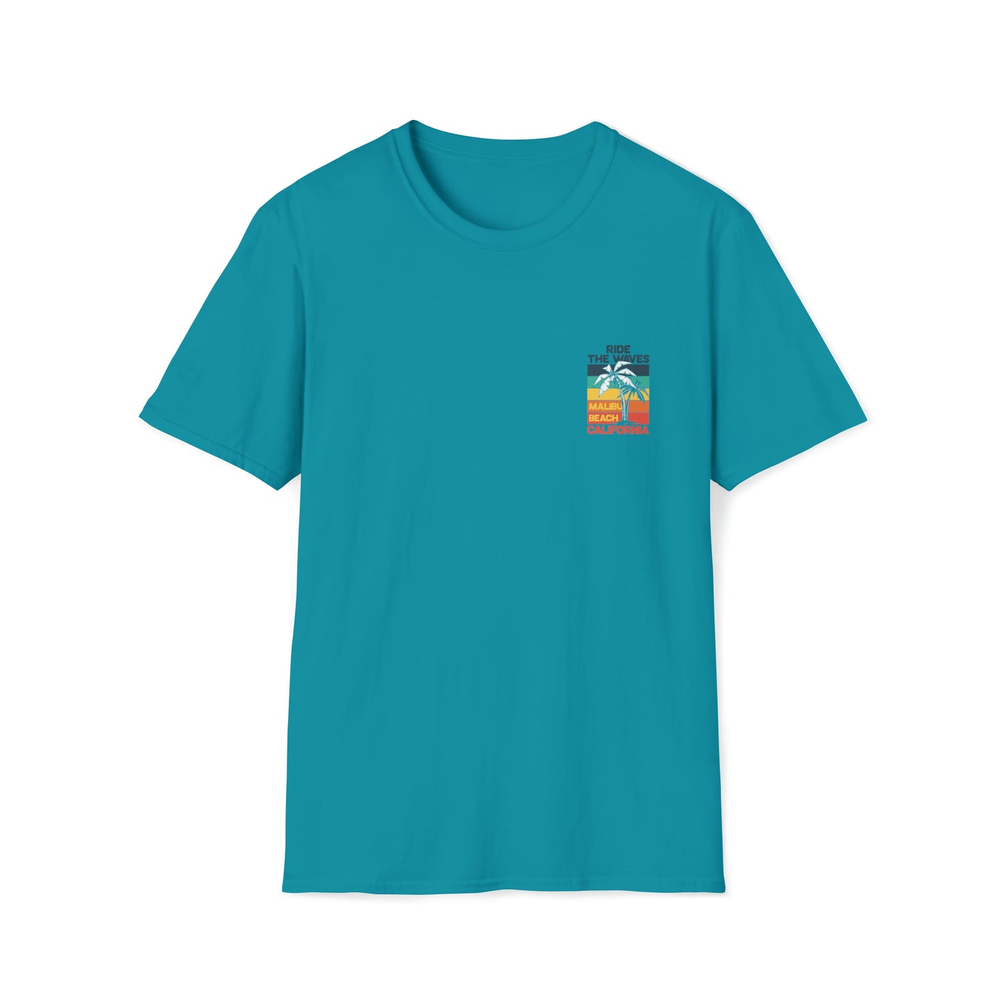 Ride The Waves Malibu Beach |Beach Lifestyle Shirts | Summer Vibe Apparel Tropical Blue