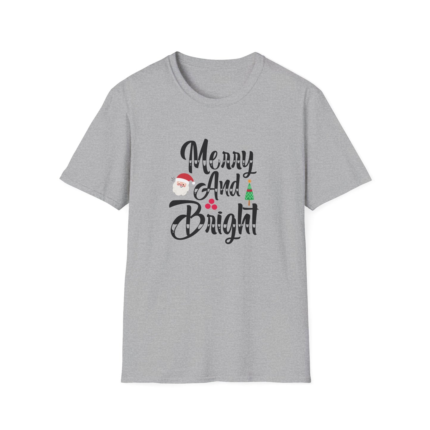 Merry And Bright Christmas Graphic Shirt Sport Grey