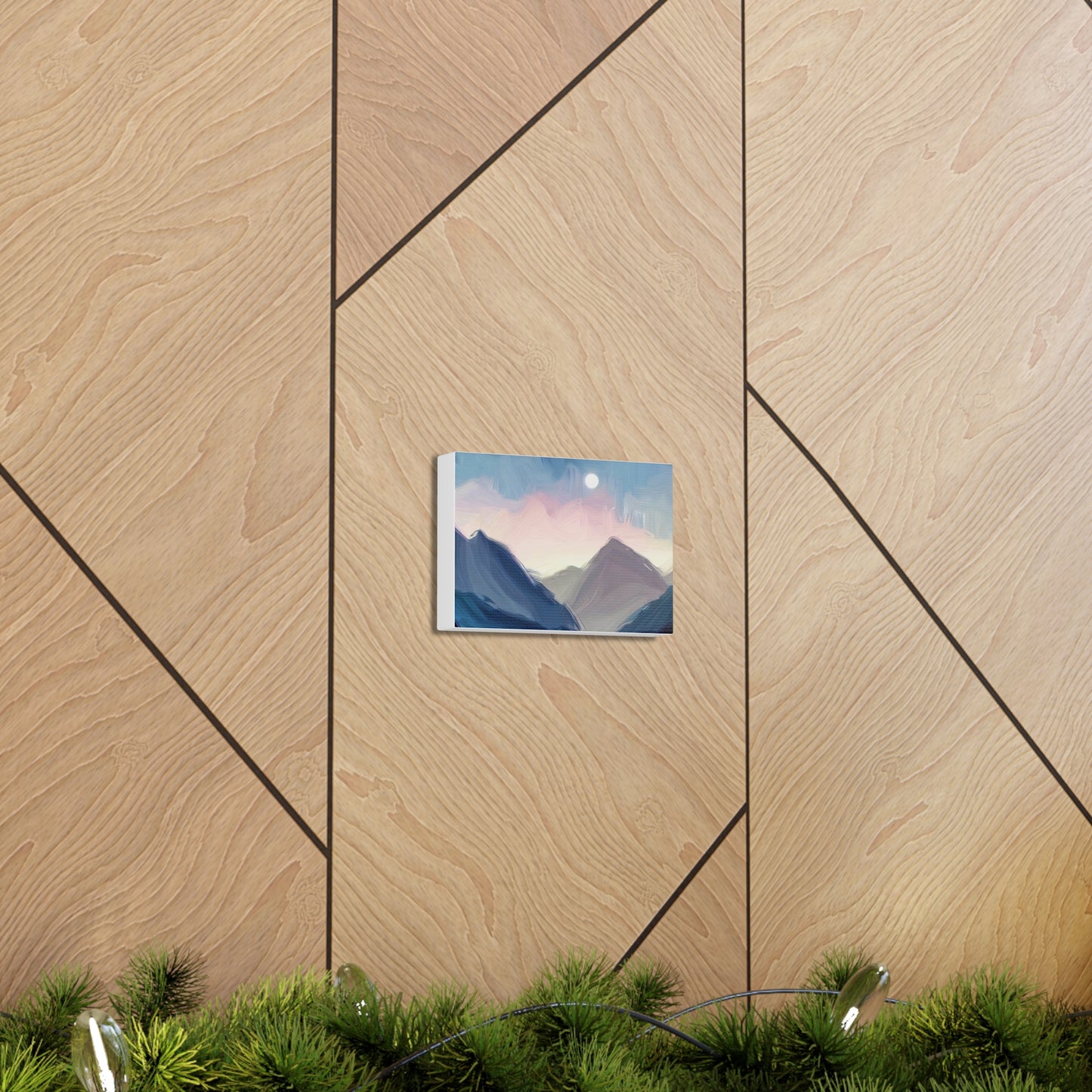 Mountain Wall Art, Moon Wall Art, Canvas Gallery Wraps, Moon Over Mountains