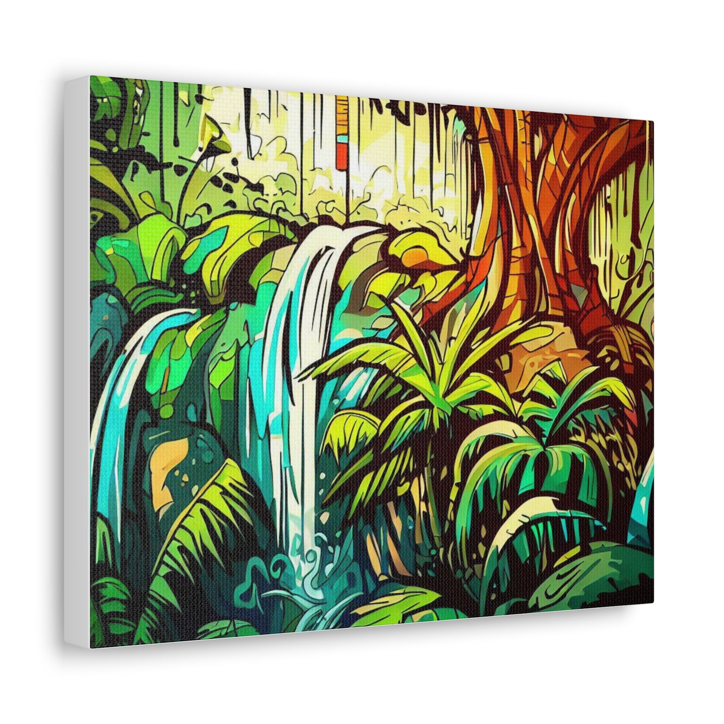 Rainforest Waterfall, Jungle Waterfall, Graffiti-inspired home decor, Modern street art prints, Graffiti wall art, Street art canvas art, Graffiti artist prints - SaviTraviDesigns