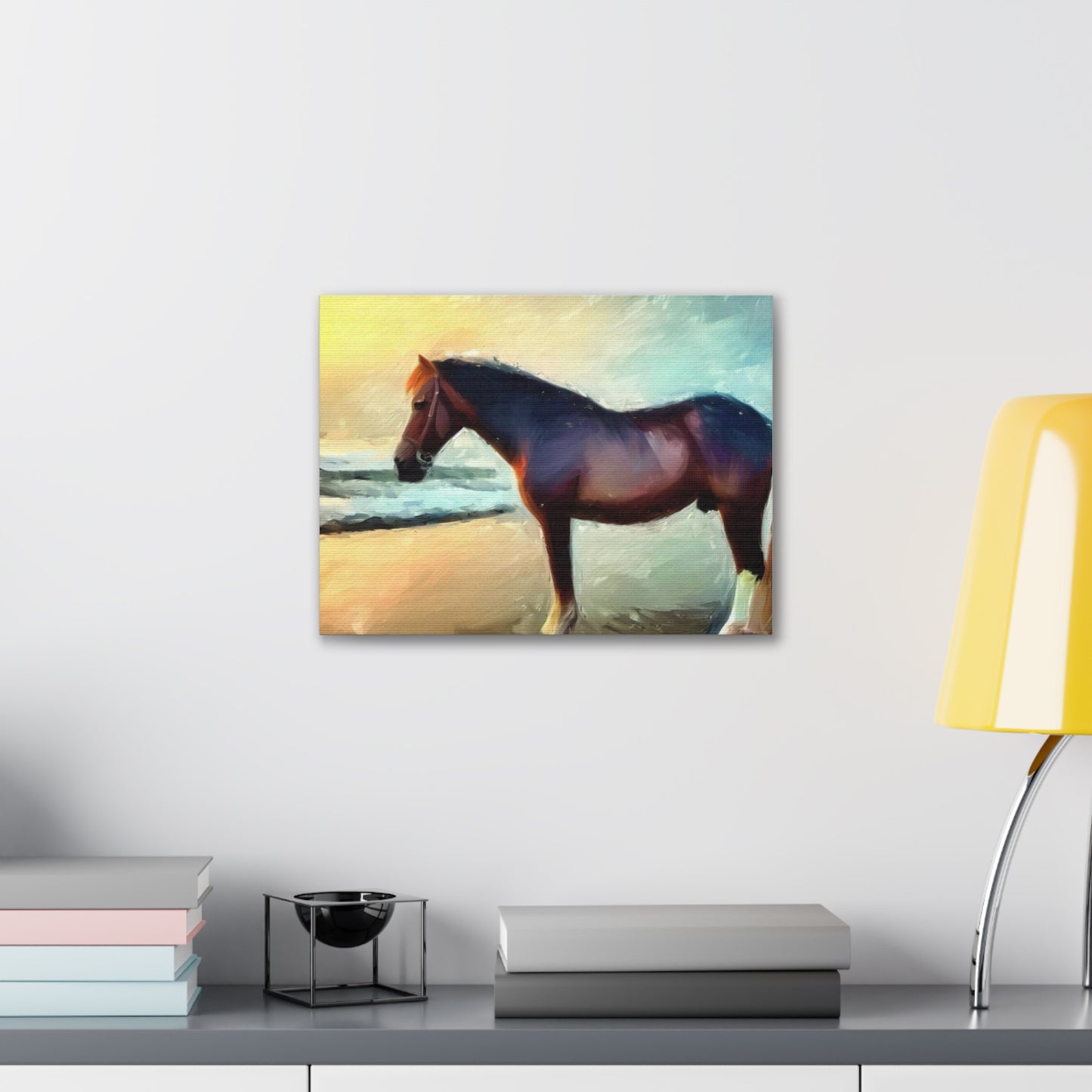 Horse wall art, Beach wall art, ocean art, Canvas Gallery Wraps, Horse Beach, Sunset Beach - SaviTraviDesigns